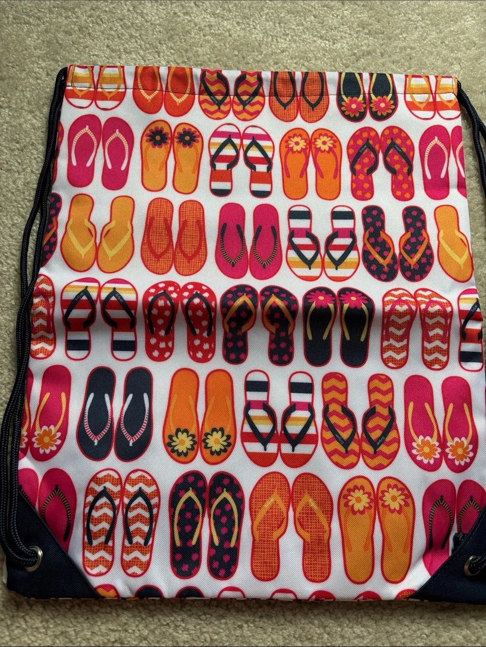 Bright Flip-Flop Print Party Table Cover by - Pink & Orange